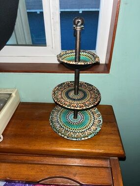 World Market Jewelry Stand with 3 Painted Tiers